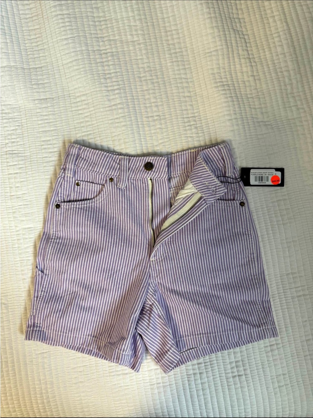 Dickies “HICKORY” Striped Lavender /White Women's High-Waist Shorts